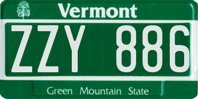 VT license plate ZZY886