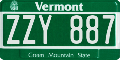 VT license plate ZZY887