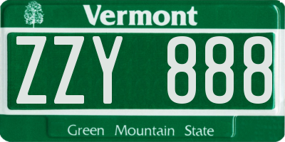 VT license plate ZZY888