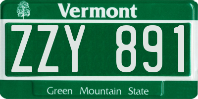 VT license plate ZZY891