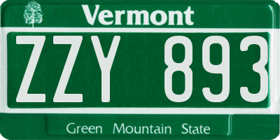 VT license plate ZZY893