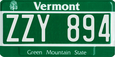 VT license plate ZZY894