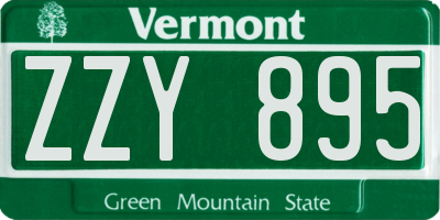 VT license plate ZZY895