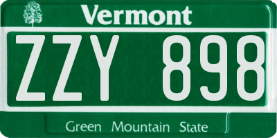 VT license plate ZZY898