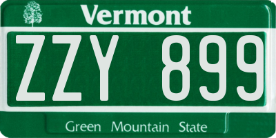 VT license plate ZZY899
