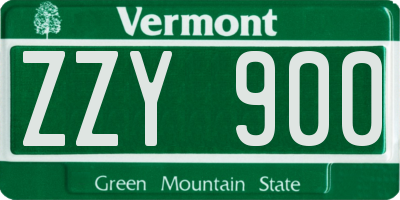 VT license plate ZZY900