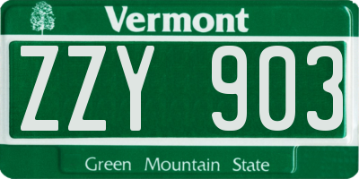 VT license plate ZZY903
