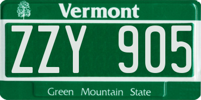 VT license plate ZZY905
