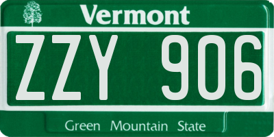 VT license plate ZZY906