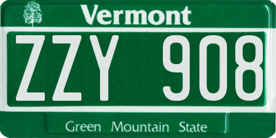 VT license plate ZZY908