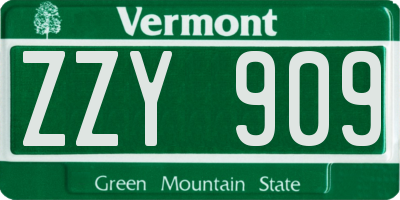 VT license plate ZZY909