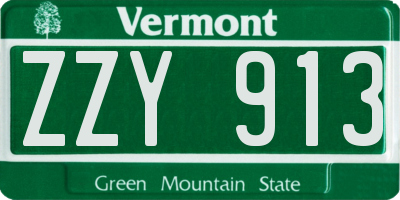 VT license plate ZZY913