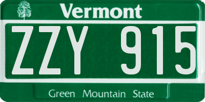 VT license plate ZZY915