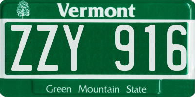 VT license plate ZZY916