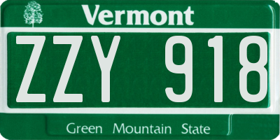 VT license plate ZZY918