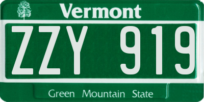 VT license plate ZZY919