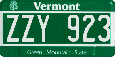 VT license plate ZZY923