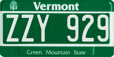 VT license plate ZZY929