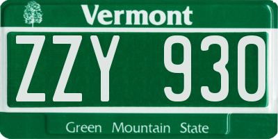 VT license plate ZZY930