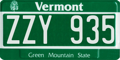 VT license plate ZZY935