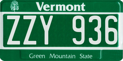VT license plate ZZY936