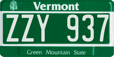 VT license plate ZZY937