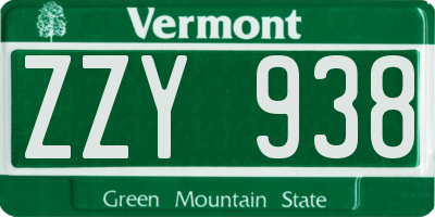 VT license plate ZZY938