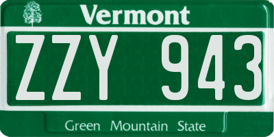 VT license plate ZZY943