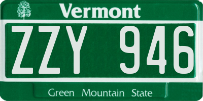 VT license plate ZZY946