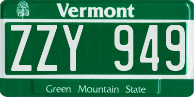 VT license plate ZZY949