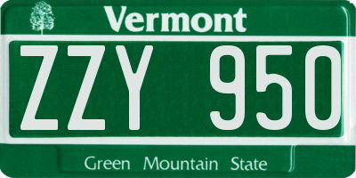 VT license plate ZZY950