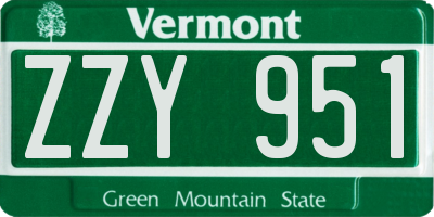 VT license plate ZZY951