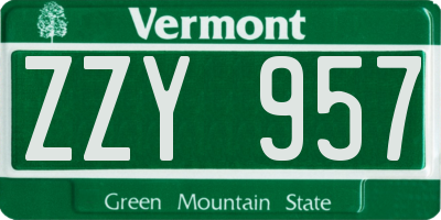 VT license plate ZZY957