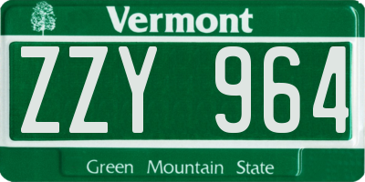 VT license plate ZZY964