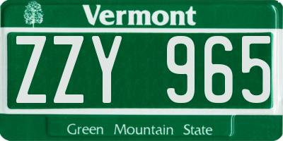 VT license plate ZZY965