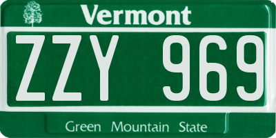 VT license plate ZZY969