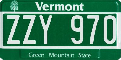 VT license plate ZZY970