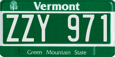 VT license plate ZZY971