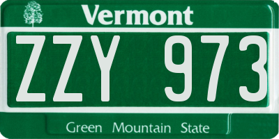 VT license plate ZZY973