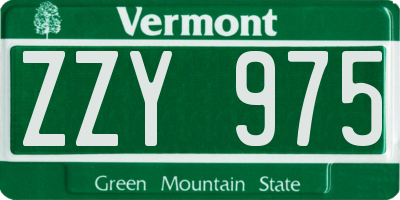 VT license plate ZZY975