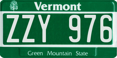 VT license plate ZZY976