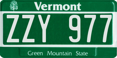 VT license plate ZZY977