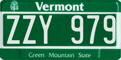 VT license plate ZZY979