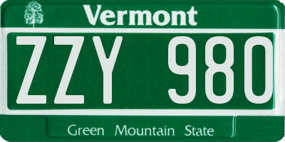 VT license plate ZZY980