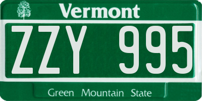 VT license plate ZZY995