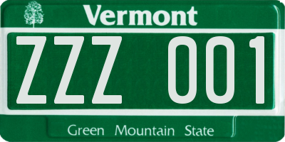 VT license plate ZZZ001