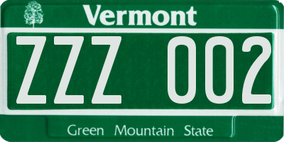 VT license plate ZZZ002
