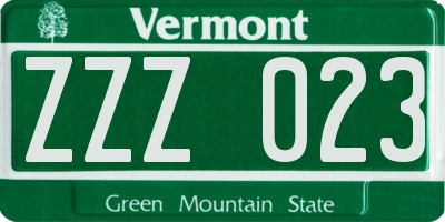 VT license plate ZZZ023