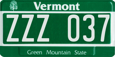 VT license plate ZZZ037