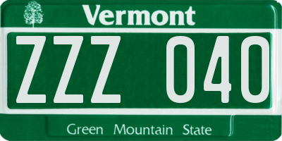 VT license plate ZZZ040